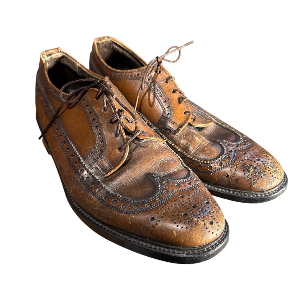 Vintage Elegant Brown Leather Split Men's Oxfords Size 8 or 8 1/2